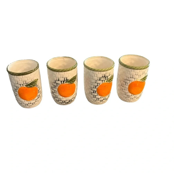 Vintage 1960s Chadwick Japan Basketweave Ceramic Fruit Juice Cups FOUR - Picture 2 of 9